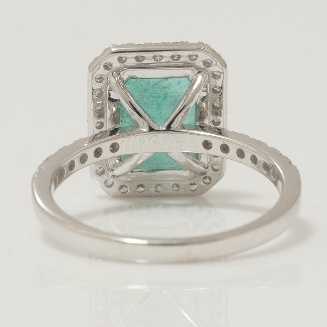 Emerald Halo Diamond Ring: 14k Gold Gemstone Engagement Jewelry