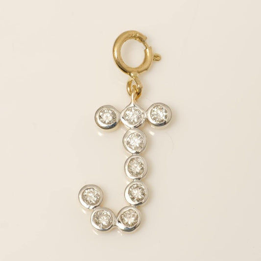 Initial Bezel Diamond Charm ,14k Solid Gold, Natural Diamonds, Letter Stacking Pendant, Minimal Necklace, Ready To Ship, Certified Jewelry