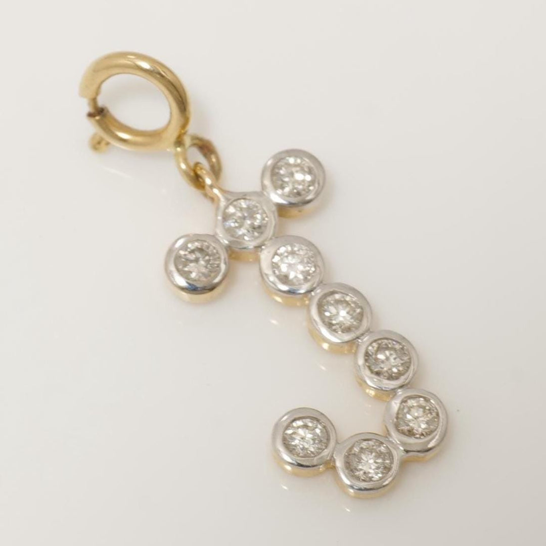 Initial Bezel Diamond Charm ,14k Solid Gold, Natural Diamonds, Letter Stacking Pendant, Minimal Necklace, Ready To Ship, Certified Jewelry
