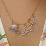 Load image into Gallery viewer, Initial Bezel Diamond Charm ,14k Solid Gold, Natural Diamonds, Letter Stacking Pendant, Minimal Necklace, Ready To Ship, Certified Jewelry
