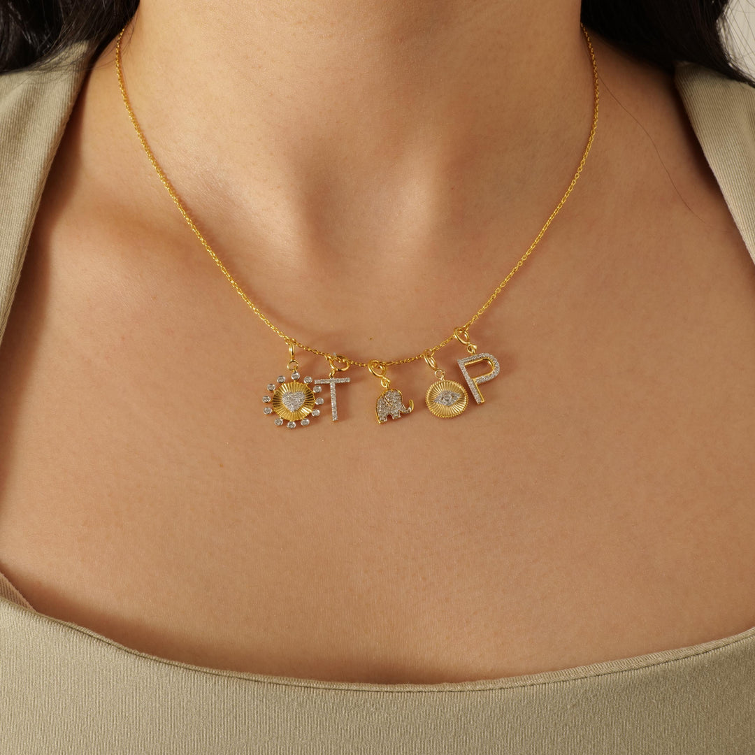 Personalized Initial Diamond Charm, 14k Solid Gold, Natural Diamonds, Layering Pendant, Minimal Necklace, Certified Jewelry