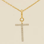 Load image into Gallery viewer, Personalized Initial Diamond Charm ,14k Solid Gold, Natural Diamonds, Layering Pendant, Minimal Necklace, Ready To Ship, Certified Jewelry
