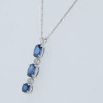 Load image into Gallery viewer, Blue Sapphire Natural Diamonds Pendant Necklace: 14k Solid Gold Gemstone Drop Minimalistic Jewellery, Certified Jewelry
