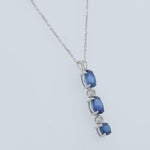 Load image into Gallery viewer, Blue Sapphire Natural Diamonds Pendant Necklace: 14k Solid Gold Gemstone Drop Minimalistic Jewellery, Certified Jewelry
