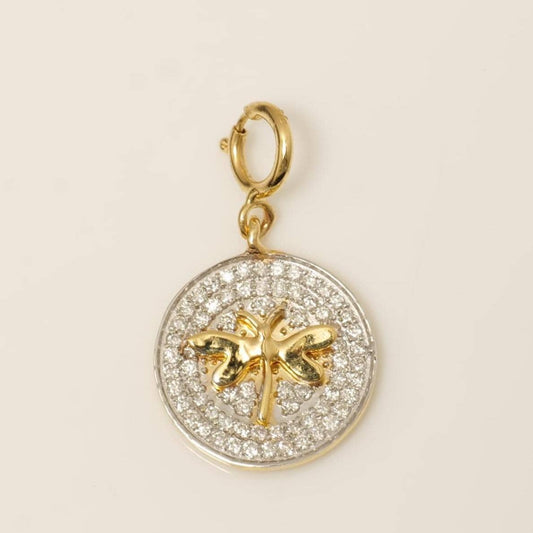 Dragonfly Diamond Charm, 14k Solid Gold, Natural Diamonds, Layering Insect Pendant, Dual Tone Necklace, Ready To Ship, Certified Jewelry