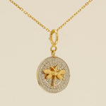 Load image into Gallery viewer, Dragonfly Diamond Charm, 14k Solid Gold, Natural Diamonds, Layering Insect Pendant, Dual Tone Necklace, Ready To Ship, Certified Jewelry
