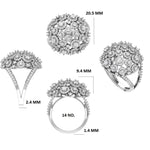 Load image into Gallery viewer, Floral Dome Diamond Ring, 14k Solid Gold, Natural Diamonds, Cocktail Cluster Ring, Honeycomb Statement Ring, Certified Jewelry
