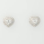 Load image into Gallery viewer, Heart Diamond Halo Stud Earrings, 14k Solid Gold, Natural Diamonds, Solitaire Statement Studs, Love Minimalistic Earrings, Certified Jewelry
