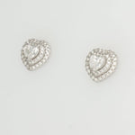 Load image into Gallery viewer, Heart Diamond Halo Stud Earrings, 14k Solid Gold, Natural Diamonds, Solitaire Statement Studs, Love Minimalistic Earrings, Certified Jewelry
