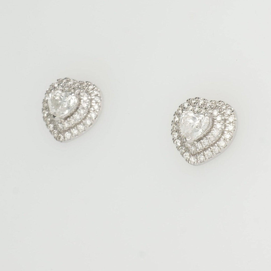 Heart Diamond Halo Stud Earrings, 14k Solid Gold, Natural Diamonds, Solitaire Statement Studs, Love Minimalistic Earrings, Certified Jewelry