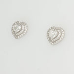 Load image into Gallery viewer, Heart Diamond Halo Stud Earrings, 14k Solid Gold, Natural Diamonds, Solitaire Statement Studs, Love Minimalistic Earrings, Certified Jewelry
