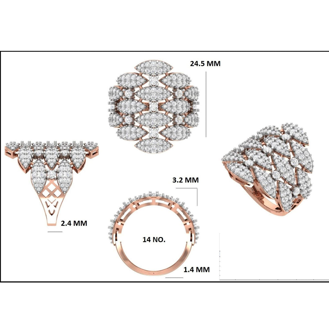 Marquise Cluster Diamond Band Ring, 14k Solid Gold, Natural Diamonds, Wide Cocktail Jewelry, Pave Statement Ring, Certifeid Jewelry