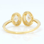 Load image into Gallery viewer, Twin Oval Halo Diamond Ring, 14k Solid Gold, Natural Diamonds, Statement Ring, Bridal Wedding Ring, Cocktail Ring, Certified Jewelry
