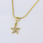 Load image into Gallery viewer, 14k Solid Gold Starfish Diamond Pendant Necklace - Natural Diamond Charm
