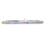 Load image into Gallery viewer, Rainbow Natural Diamond Tennis Bracelet: 14k Solid Gold Natural Sapphire Gemstone Jewelry, Certified Jewelry
