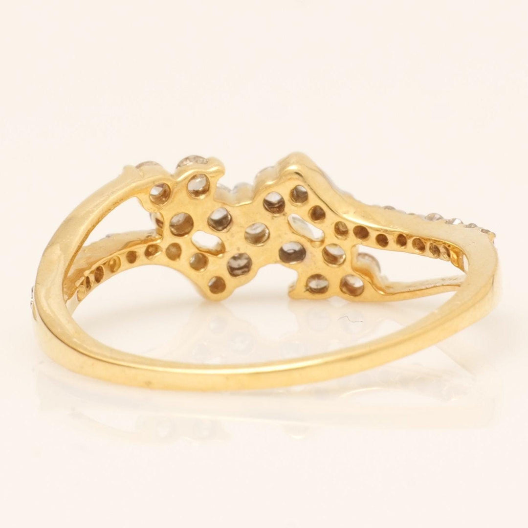 Floral Cluster Natural Diamond Ring: 14k Solid Gold Split Statement Band, IGI Certified, Ready To Ship