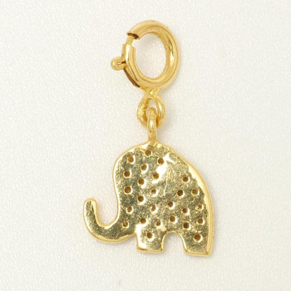 14k Gold Diamond Elephant Charm Pendant - Natural Diamond Animal Necklace