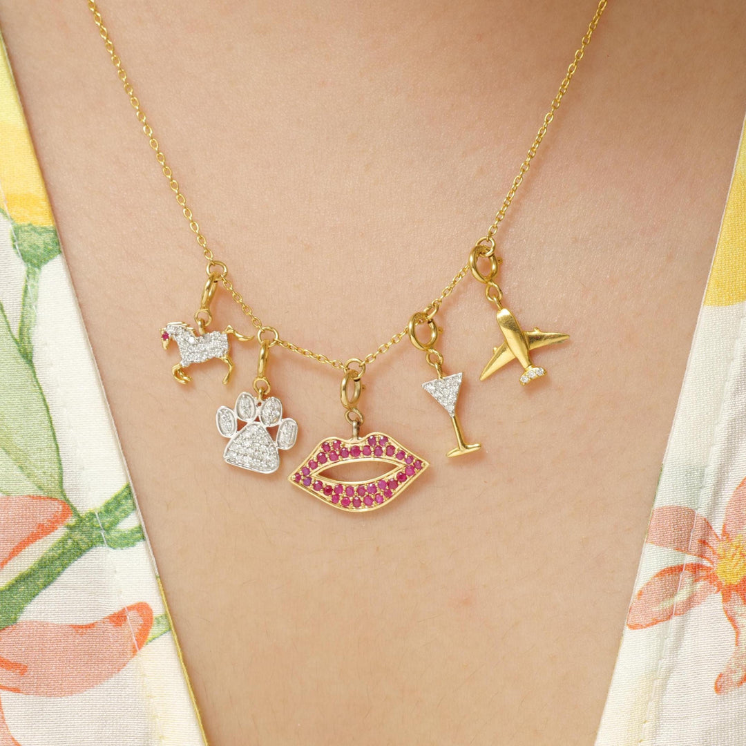 14k Gold Diamond Airplane Charm Pendant: Travel Jewelry