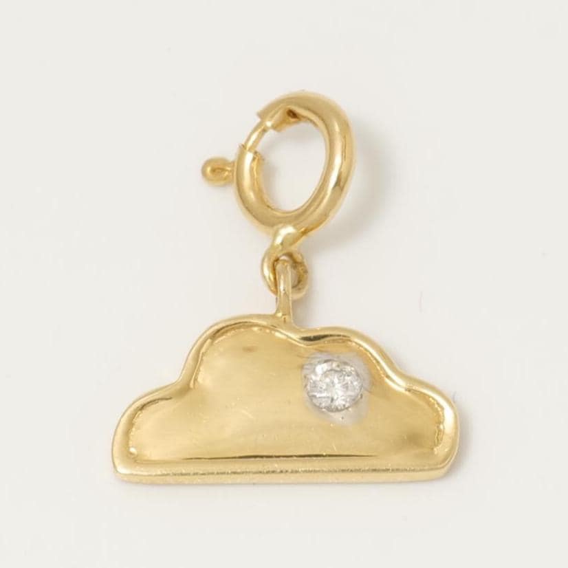 14k Solid Gold Cloud Diamond Charm Pendant: Minimalist Sky Stackable Necklace Jewellery, Certified Jewelry, Ready to Ship