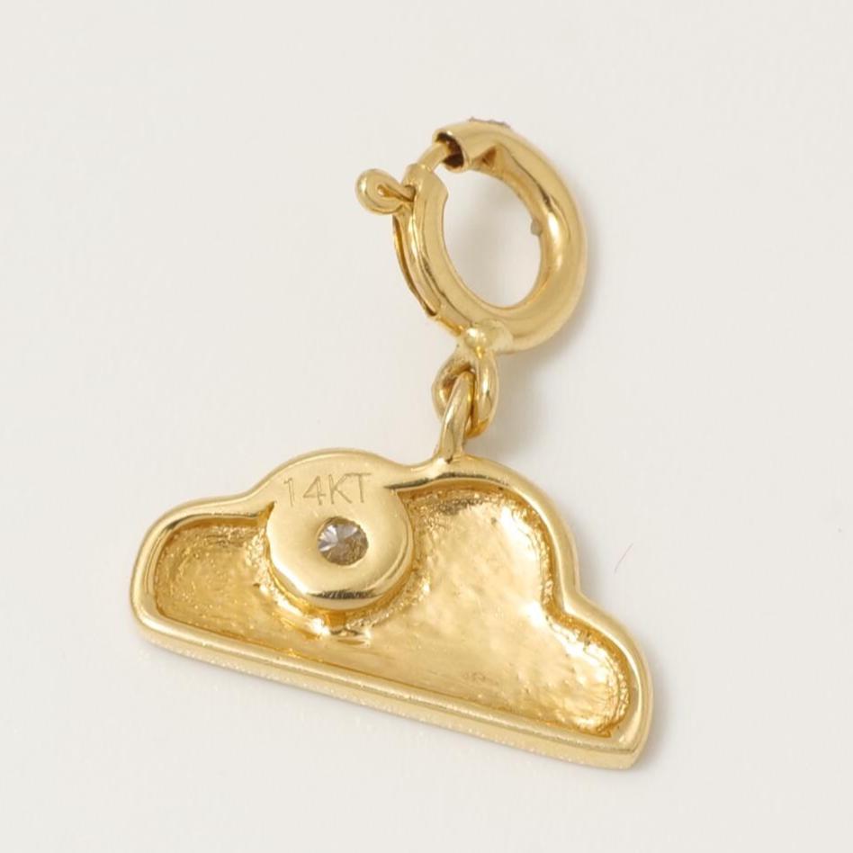 14k Solid Gold Cloud Diamond Charm Pendant: Minimalist Sky Necklace