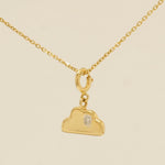 Load image into Gallery viewer, 14k Solid Gold Cloud Diamond Charm Pendant: Minimalist Sky Necklace

