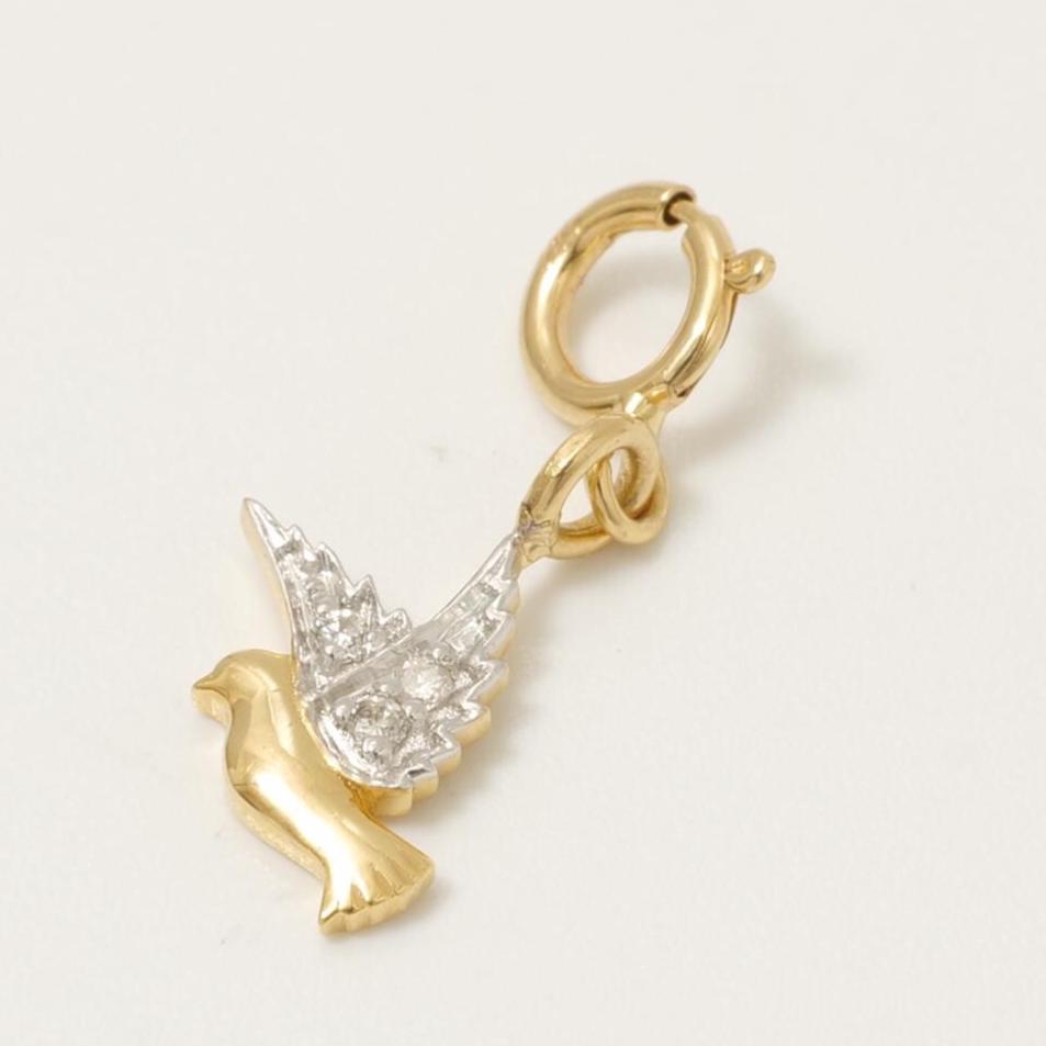 14k Gold Diamond Bird Charm Pendant: Minimalist Layering Necklace