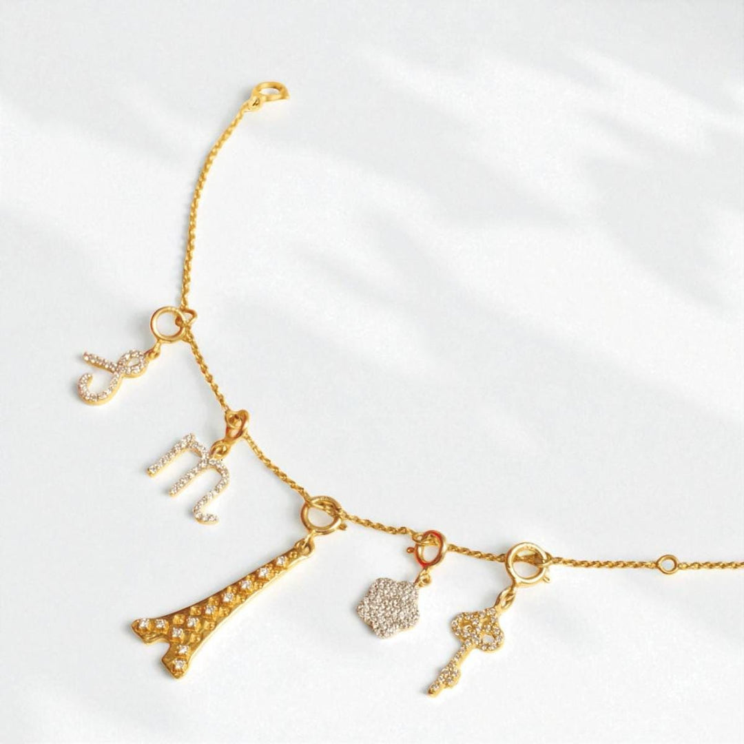 14k Solid Gold Diamond Flower Charm Pendant: Two-Tone Minimalist Necklace