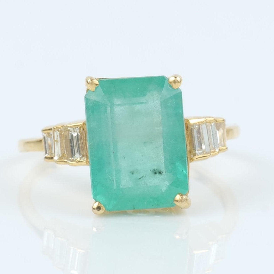 Emerald Cut Diamond Ring, 14k Solid Gold, Natural Diamonds, Gemstone Statement Ring, Birthstone Everyday Ring, Certified Jewelry