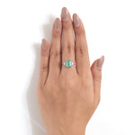 Load image into Gallery viewer, Emerald Diamond Ring, 14k Solid Gold, Natural Diamonds, Three Stone Gemstone Ring, Statement Birthstone Ring, Certified Jewelry
