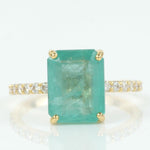 Load image into Gallery viewer, Emerald Cut Green Diamond Ring, 14k Solid Gold, Natural Diamonds, Gemstone Band Ring, Birthstone Everyday Jewelry, Certified Jewelry
