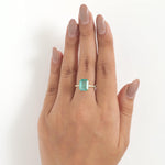 Load image into Gallery viewer, Emerald Cut Green Diamond Ring, 14k Solid Gold, Natural Diamonds, Gemstone Band Ring, Birthstone Everyday Jewelry, Certified Jewelry
