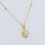 Load image into Gallery viewer, Heart Halo Diamond Pendant Necklace, 14k Solid Gold, Natural Diamonds, Love Station Chain, Proposal Layering Jewelry, Certified Jewelry
