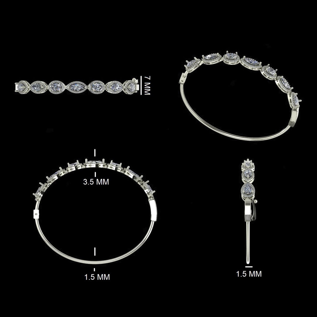 Solitaire Tennis Natural Diamond Cuff Bracelet: 14k Solid Gold Stacking Wedding Bracelet, Certified Jewelry