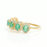 Load image into Gallery viewer, Oval Emerald Diamond Eternity Band Ring, 14k Solid Gold, Natural Diamonds, Halo Gemstone Stack Ring, Wedding Band, Certified Jewelry
