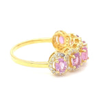 Load image into Gallery viewer, Pink Sapphire Diamond Eternity Ring, 14k Solid Gold, Natural Diamonds, Oval Halo Gemstone Band, Stackable Wedding Band, Certified Jewelry
