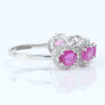 Load image into Gallery viewer, Oval Ruby Diamond Eternity Band Ring, 14k Solid Gold, Natural Diamonds, Halo Gemstone Stacking Ring, Wedding Band, Certified Jewelry
