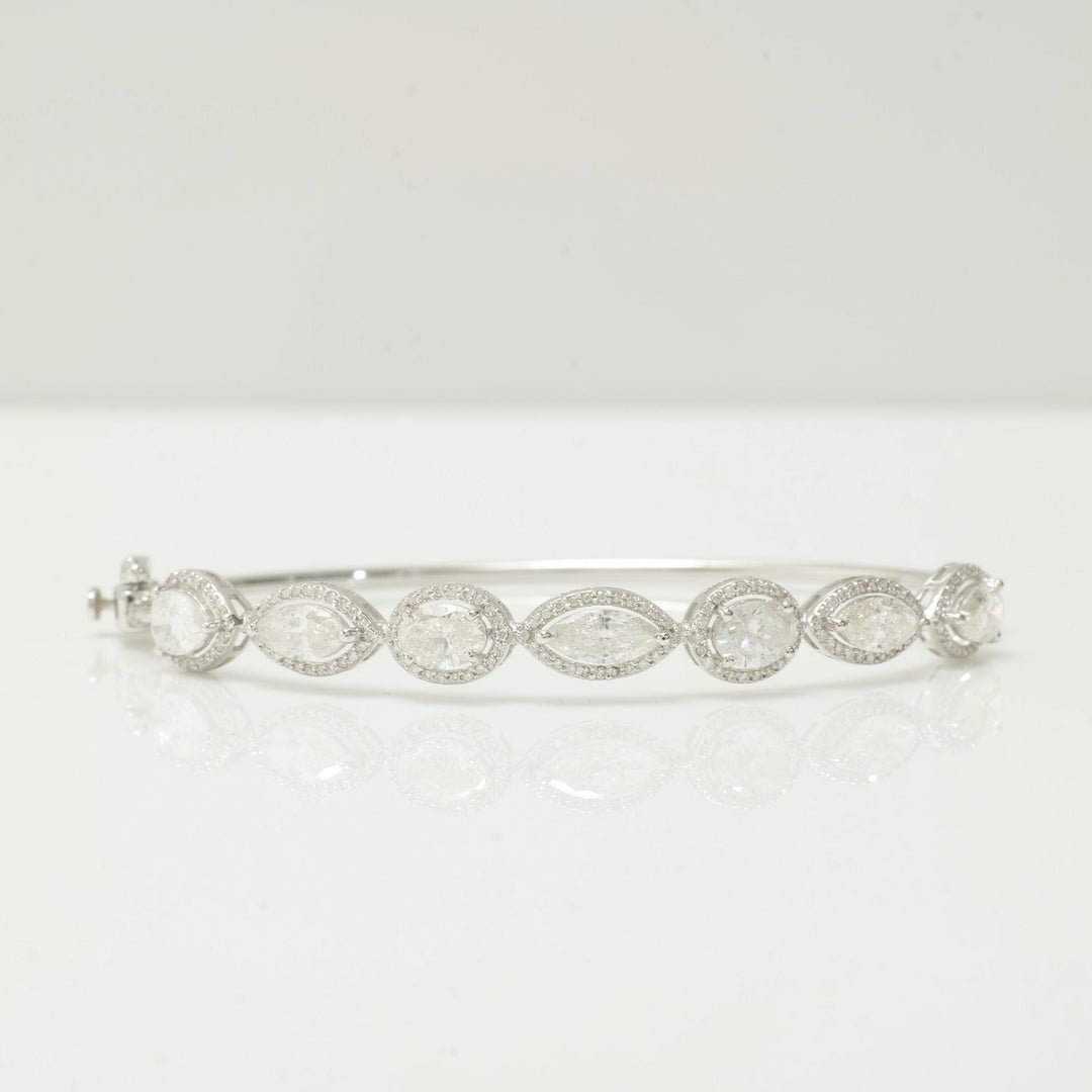 Solitaire Tennis Natural Diamond Cuff Bracelet: 14k Solid Gold Stacking Wedding Bracelet, Certified Jewelry