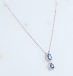 Load image into Gallery viewer, Oval Natural Blue Sapphire Halo Diamond Necklace: 14k Solid Gold Gemstone Stacking Minimalist Pendant, Certified Jewelry
