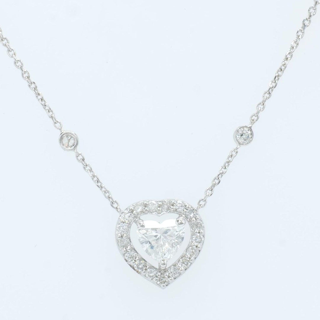 Heart Halo Diamond Necklace, 14k Solid Gold, Natural Diamonds, Statement Love Necklace, Minimalistic Layering Necklace, Certified Jewelry