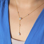 Load image into Gallery viewer, Heart Pear Diamond Drop Lariat Necklace, 14k Solid Gold, Natural Diamonds, Statement Layering Necklace, Bridal Drop Chain, Certified Jewelry
