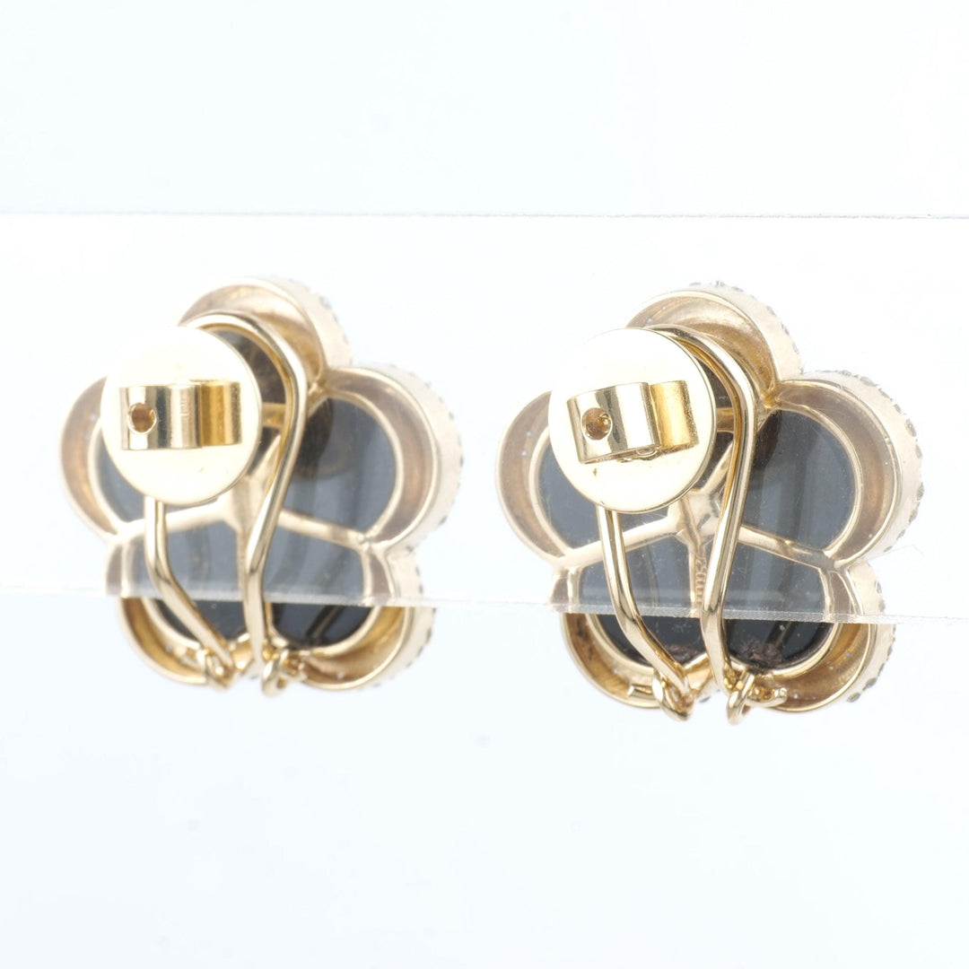 Onyx Flower Diamond Stud Earrings, 14k Solid Gold, Fancy Natural Diamonds, Floral Halo Studs, Gemstone Statement Earrings, Certified Jewelry