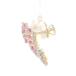 Load image into Gallery viewer, Pink Sapphire Diamond Studs Earrings, 14k Solid Gold, Natural Diamonds, Gemstone Statement Studs, Semi Circle Hoops, Certified Jewelry
