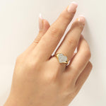 Load image into Gallery viewer, Heart Signet Diamond Ring, 14k Solid Gold, Natural Diamonds, Pavé Heart Band, Statement Bold Love Ring, Certified Jewelry, Ready to Ship
