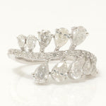 Load image into Gallery viewer, Leaf Cluster Pear Natural Diamond Ring: 14k Solid Gold Dual Row Evening Jewellery, Certified Jewelry
