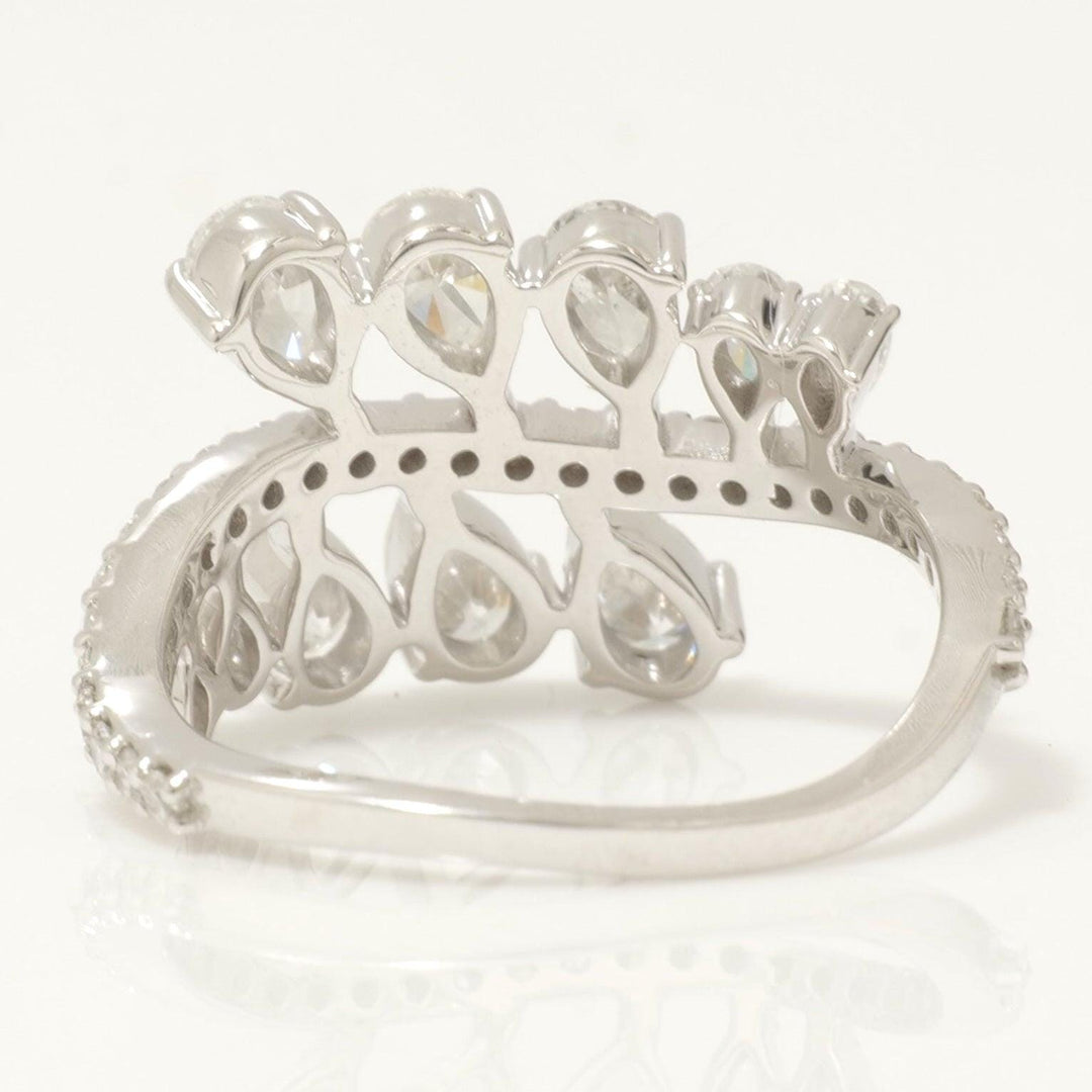Leaf Cluster Pear Diamond Ring, 14k Solid Gold, Natural Diamonds, Dual Row Jewelry, Statement Ring, Evening Jewelry, Certified Jewelry