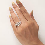 Load image into Gallery viewer, Cluster Floral Fancy Natural Diamond Ring: 14k Solid Gold Marquise Pear Cocktail Jewellery, Certified Jewelry
