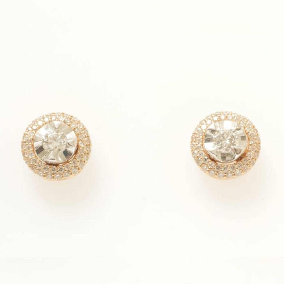 Solitaire Halo Natural Diamond Stud Earring: 14k Solid Gold Statement Studs, Certified Jewelry