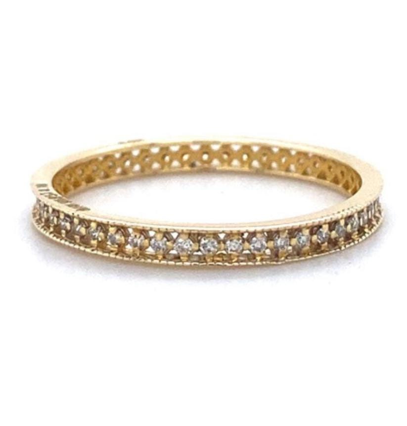 Round Diamond Band Ring in 14k Solid Gold, Supporting Diamond Band,  Natural Diamonds, Ready To Ship, Women&#39;s Day Gift