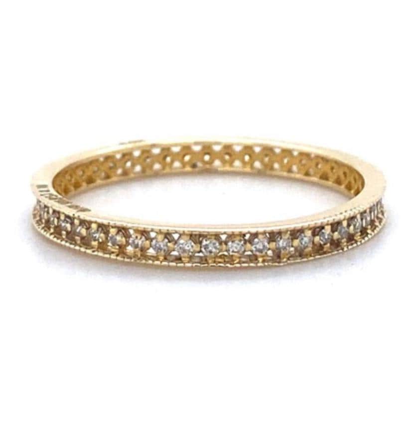 Round Diamond Band Ring in 14k Solid Gold, Supporting Diamond Band,  Natural Diamonds, Ready To Ship, Women&#39;s Day Gift