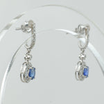 Load image into Gallery viewer, Natural Oval Sapphire &amp; Diamond Halo Drop Earrings: 14k Solid Gold Gemstone Statement Earrings, Certified Jewelry
